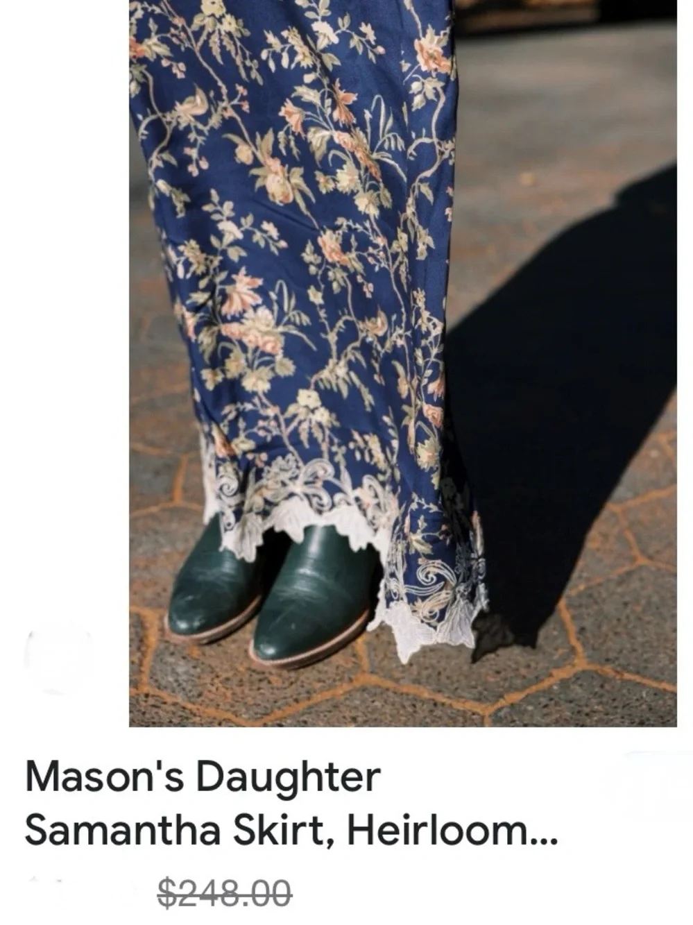 Mason’s Daughter Blue Pink Floral Lace Hem Maxi Skirt Small Cottagecore Prairie
